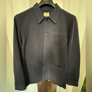 Nudie Jeans Barney Chore Jacket in Navy Blue Mid-Weight Cotton Twill, Size XL